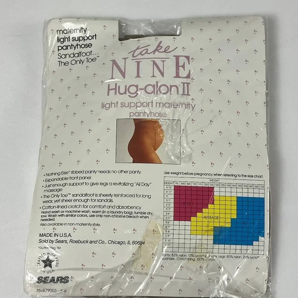 Vintage Sears Take Nine Maternity Pantyhose Tall Sandstone 2 Pair Deadstock